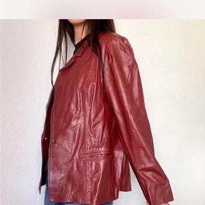 Avanti Women's Burgundy Leather Blazer